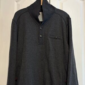 Ted Baker London Mens Sweater size 5 large 1/4 Knit Cowl Collar Pullover Gray